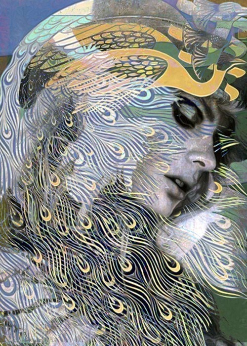 Fine Art Print, Giclee Archival Print, Photomontage, Collage, Painted Photographs, Dreaming of Klimt...archival giclee print 5 x 7