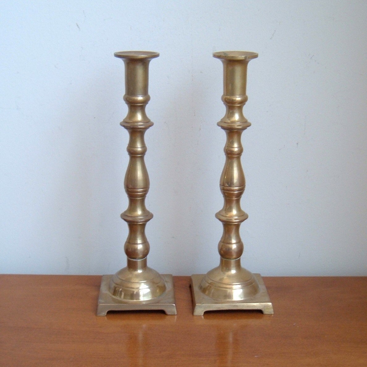 Pair Tall Brass Candlesticks By ImSoVintage On Etsy