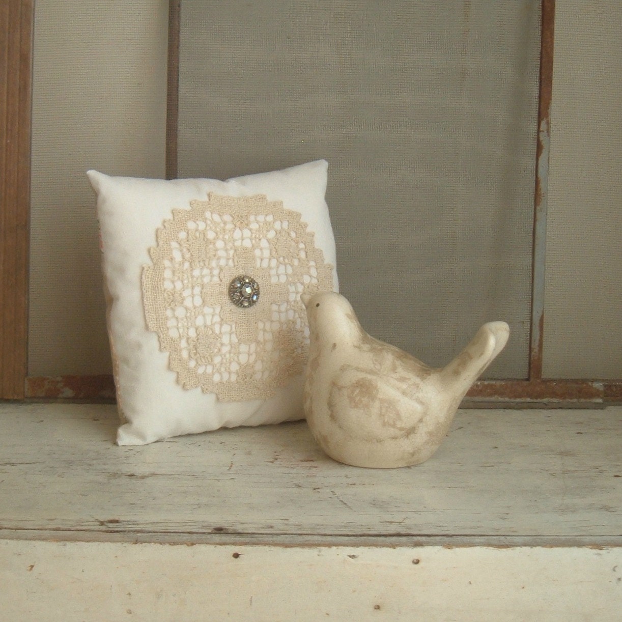 American Ruralist small vintage crochet pillow
