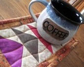 Quilted Mug Rug - Flying Geese with Earthy Hand Dyed Fabrics
