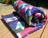 Patchwork Bed Quilt, Blanket, Throw, Bedding, Twin or Full, Heirloom, Hand Dyed -  Wawbeek Trails