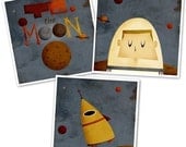 To The Moon Print Set of 3- 8x10