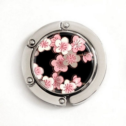 Purse Hook Bag Hook - SAKURA BLOSSOMS (BLACK)