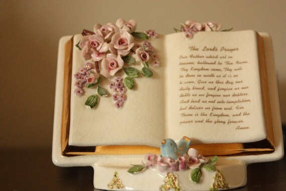 Antique Lord's Prayer Ceramic Book by wyomingrose on Etsy