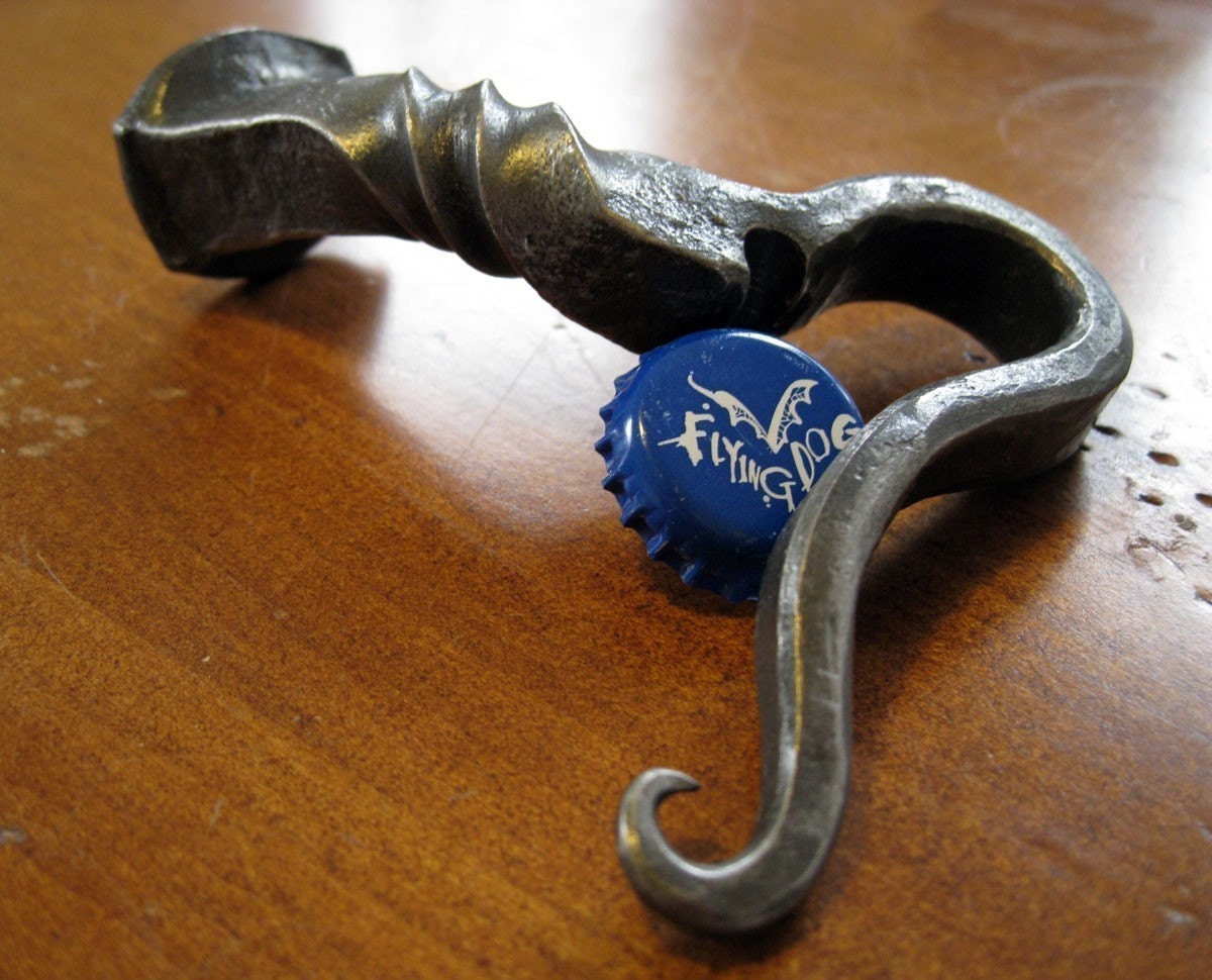 Churchkeys forged from railroad spikes - Bottle openers by a Blacksmith