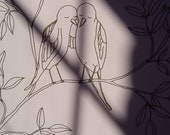 lovebird  toile wallpaper (pink) - per yard