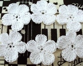 Crocheted White Flower Appliques