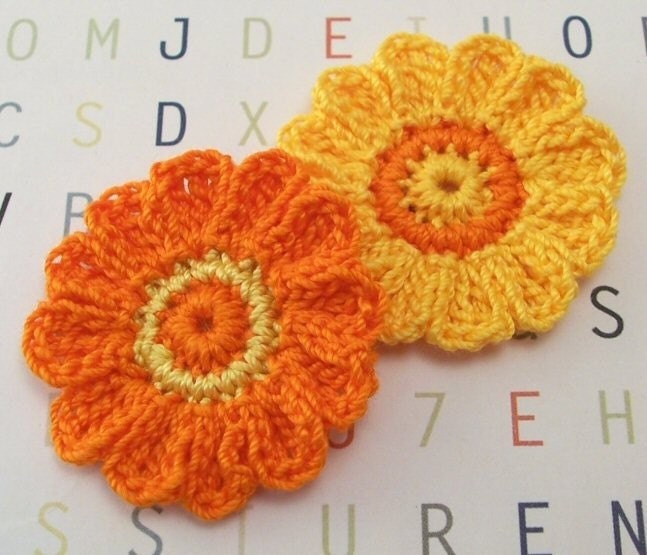 Crocheted Fall Flowers -Set of 2