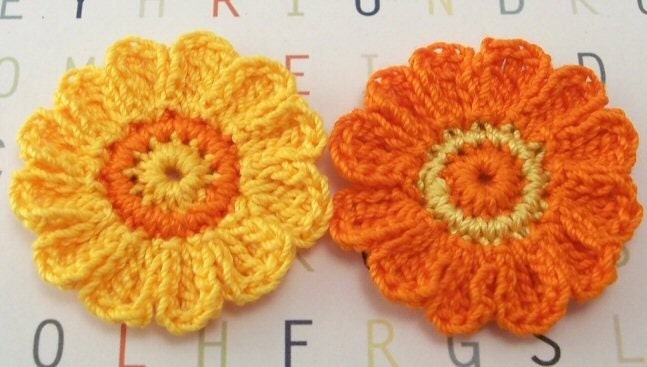 Crocheted Fall Flowers -Set of 2