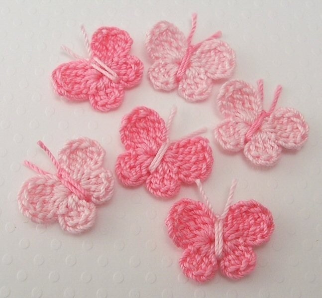 Crochet Butterfly Appliques - Pinks