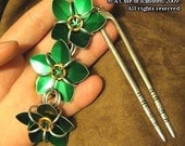 green maille scale flower hair fork