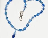 Sale, Light and dark blue glass necklace, on sale