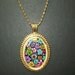 Millefiori Gold plate polymer clay clay Signed pendant necklace with 24 inch chain nbr1