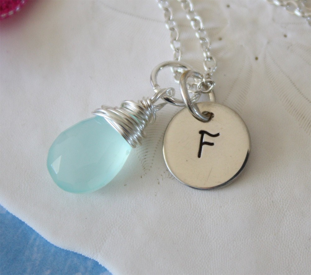 Birthstone Initial Gemstone Sterling Silver Necklace