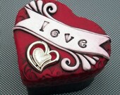 Trinket Keepsake Box Polymer Clay Valentine Love Ring Box
