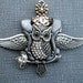Owl Pendant Hammered Silver Polymer clay