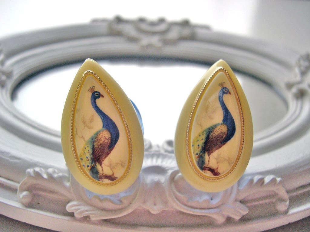 Peacock plugs 20 mm 13/16" gauged stretched ears Gothic kitch bird