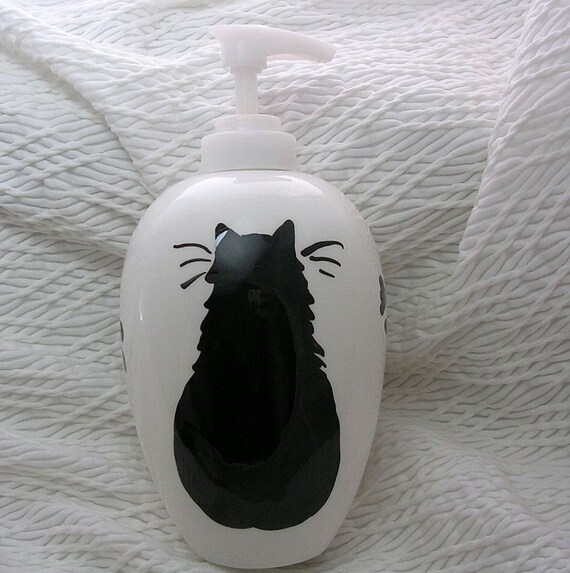 Black Cat Soap Dispenser or Lotion Bottle by GoodNiteGracie