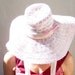 Vintage pink taffy floppy hat // boho chiffon tie