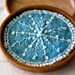 Cameo Brooch wood Snowflake Hand Embroidery Eco Friendly Blue Holiday Winter Gift for her