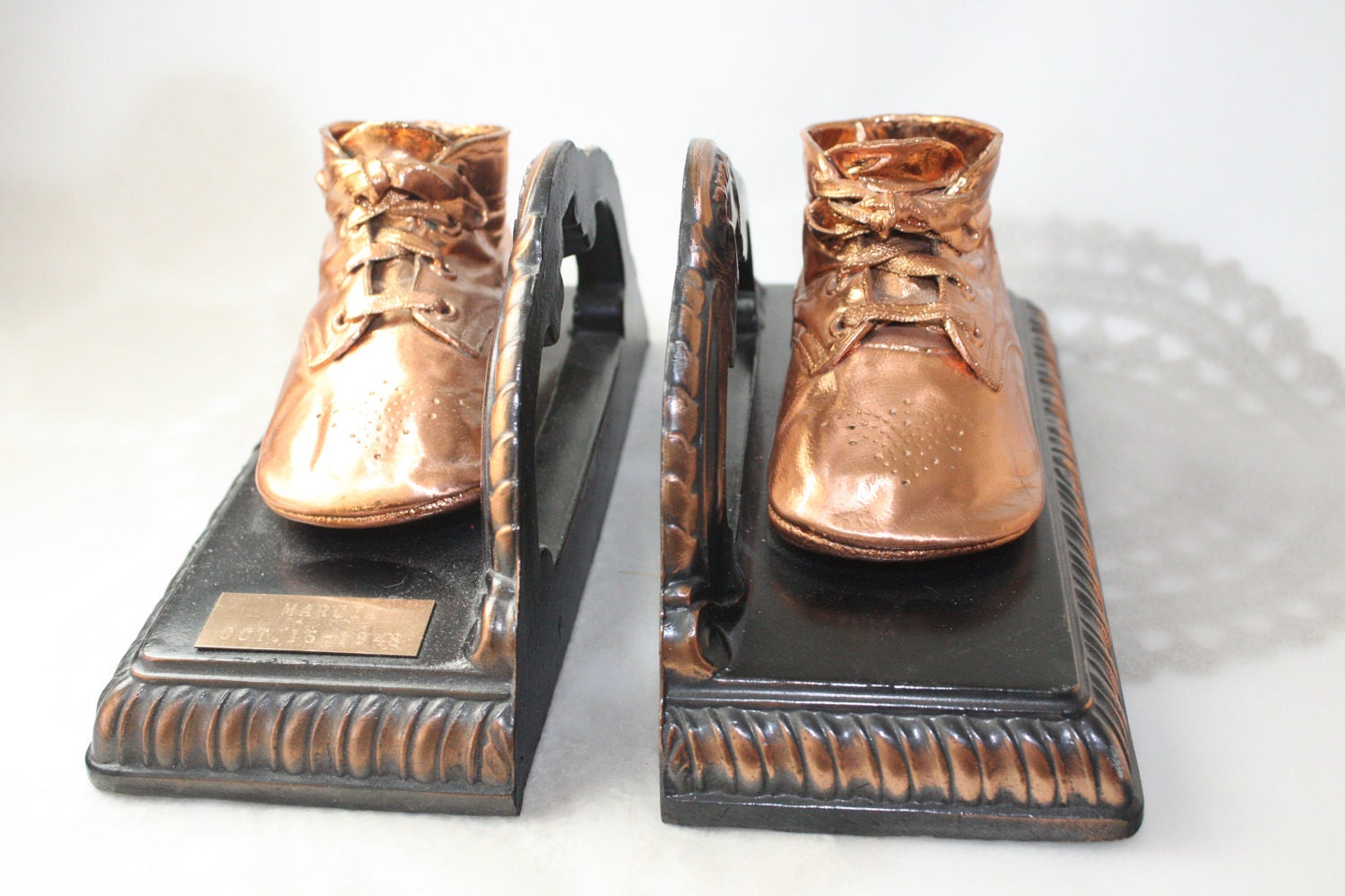 Baby Bronze Shoes Book Ends Nursery Decor