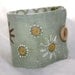 Hand Embroidery Textile Fabric Cuff Bracelet Mint Daisies Embroidery Linen Cuff Etsy