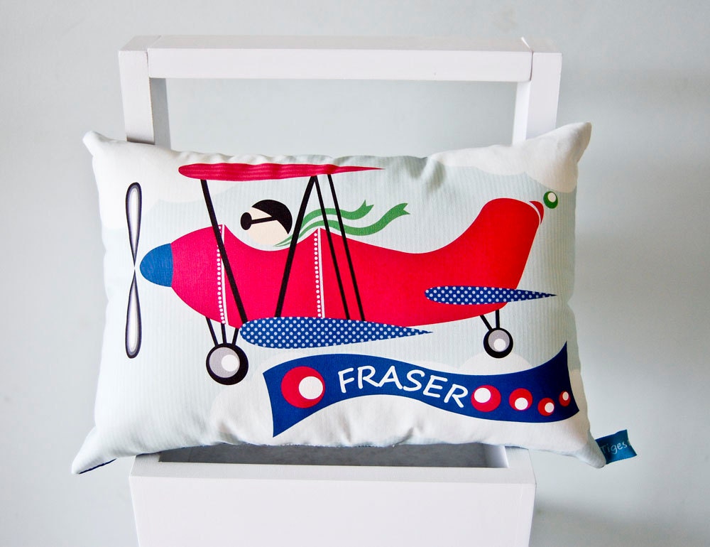 Vintage style plane personalised cushion
