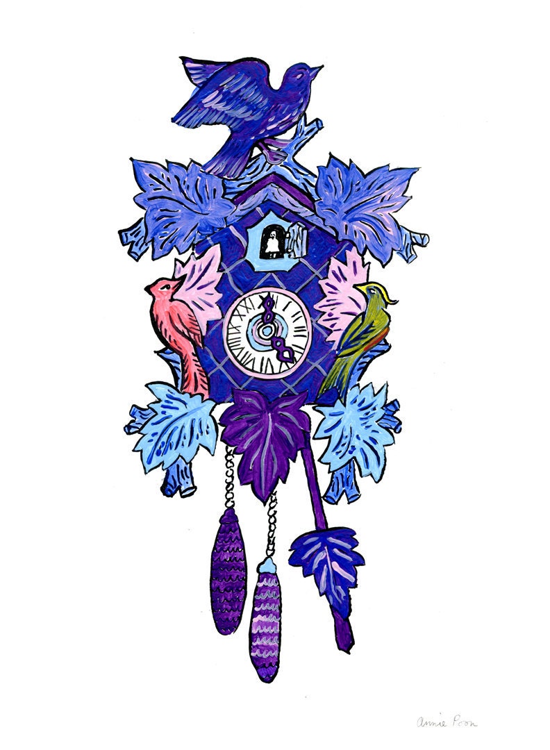 Night Birds Cuckoo Clock Print