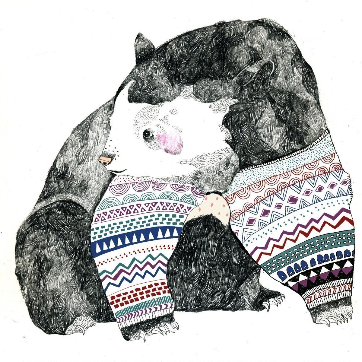 Knitted Bear Print 5 x 7