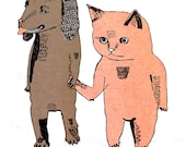 Cat and Dog 5 x 7 Print