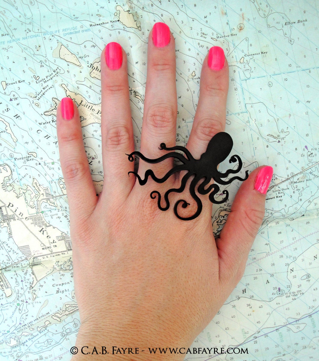 An Octopus Love Affair Ring - Laser Cut Acrylic (C.A.B. Fayre Original Design)