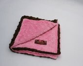 Minky Lovie - 15 x 15 - Chocolate and Bubblegum Pink-