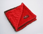 Minky Lovie - 15 x 15 - Chocolate and Red