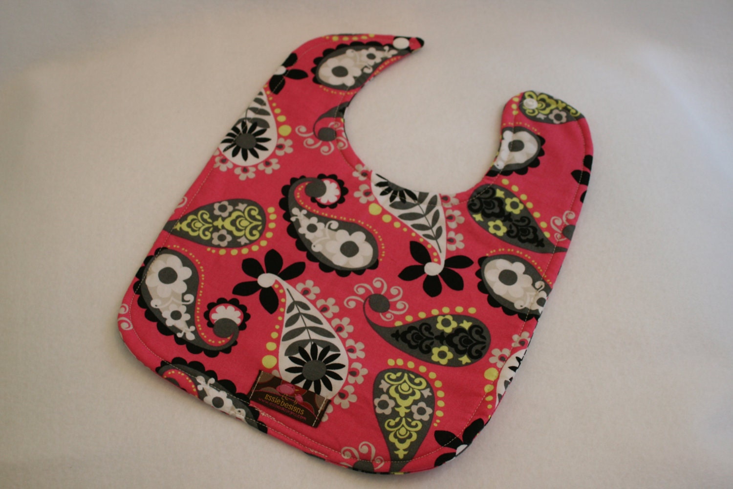 Baby Bib-  Pink and Black Cosmo Meadly  10 x 12.5