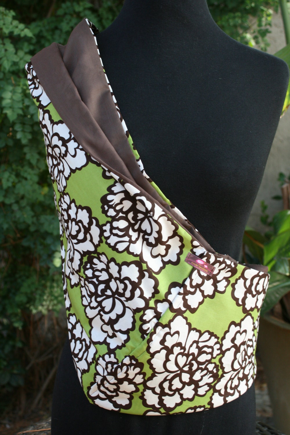 Baby Sling Baby Carrier  Green and Brown Peony