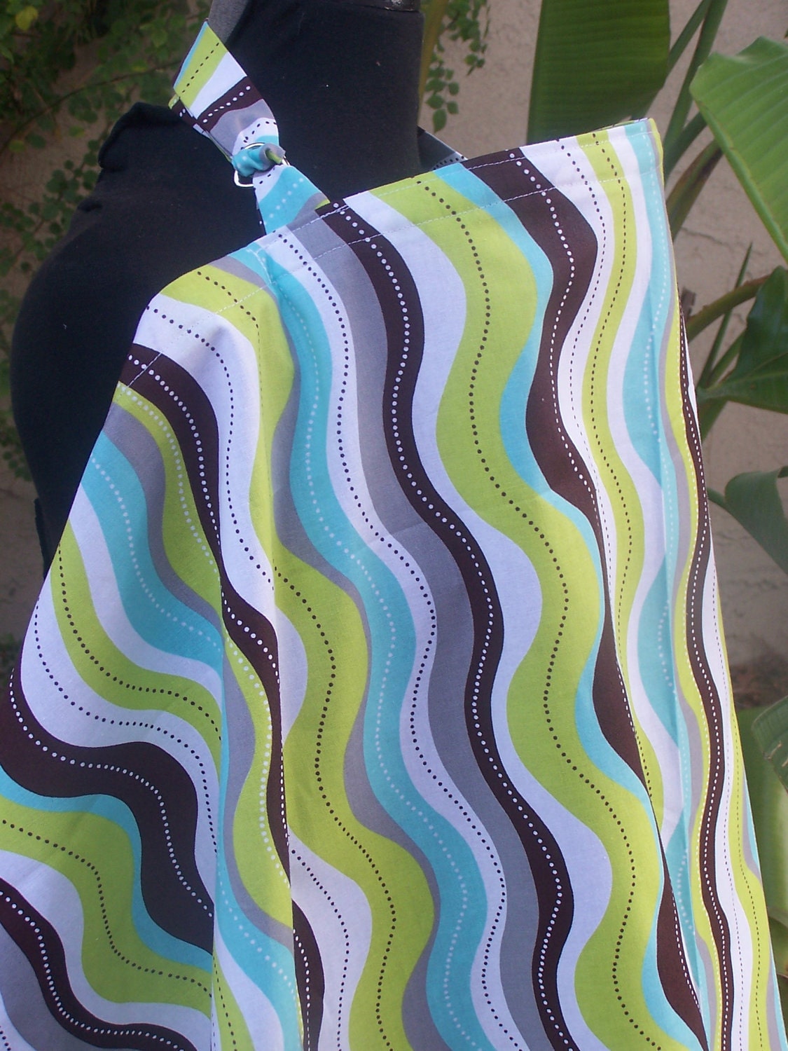 Nursing Cover - Aqua Green and Brown Waves