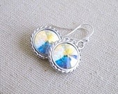 Bridal Earrings Swarovski Crystal AB Rivoli Sterling Silver Dangle Earrings - Bella E16 ClearAB Bridesmaids Wedding Jewelry