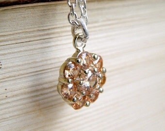 Champagne Cubic Zirconia Sterling Silver Necklace - Edlyn N3 Wedding Jewelry