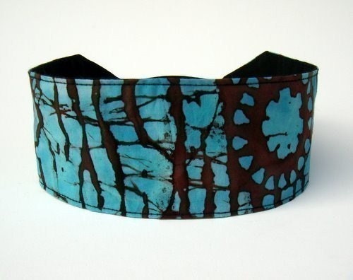 Bargain Headbands, Turquoise and Chocolate Brown Batik, Stunning Headband