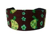 Bargain Headbands, I Love Turtles,  Aqua, Green and Brown Beautiful Headband.