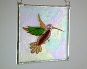 Hummingbird Fused Glass Suncatcher Light Catcher