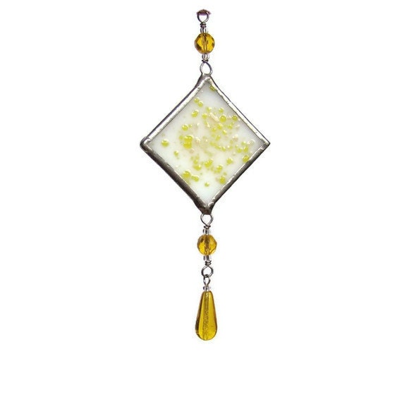 Yellow Fused Glass Suncatcher Light Catcher Sunny Small