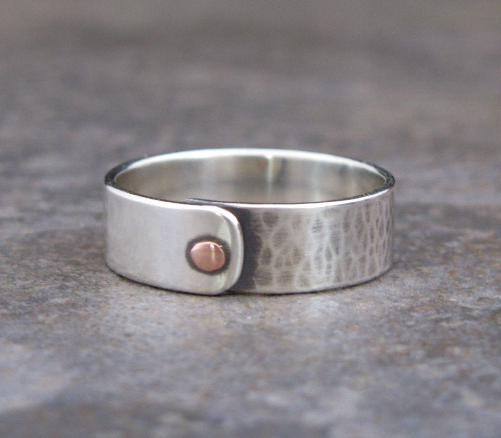 Men's Copper Riveted Sterling Silver Ring