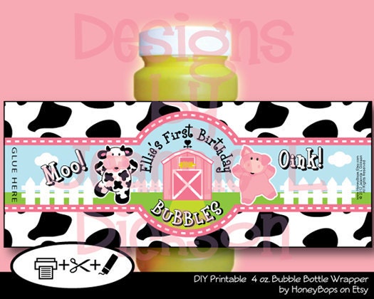 Barnyard Bubble Wrapper Birthday, Baby Shower, Announcement - Custom Printable - Digital PDF file