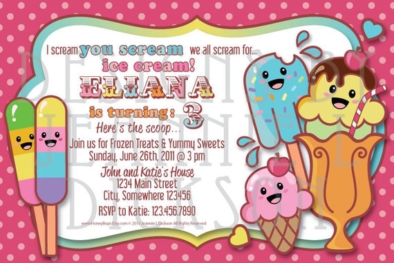 Ice Cream Invitation Birthday Boy or Girl - Personalized DIY Printable Invite - JPG Il_570xn