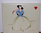 Vintage Card Box Deco Hand Painted Lady