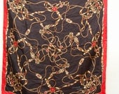 SALE:  Dramatic Vintage Elizabeth Roma Scarf Horse Bits Tack Was 28.00
