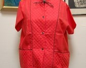 SALE:  Vintage 1950s Chinese Red and Black Rayon Pajamas Lounge Top and Pants Set