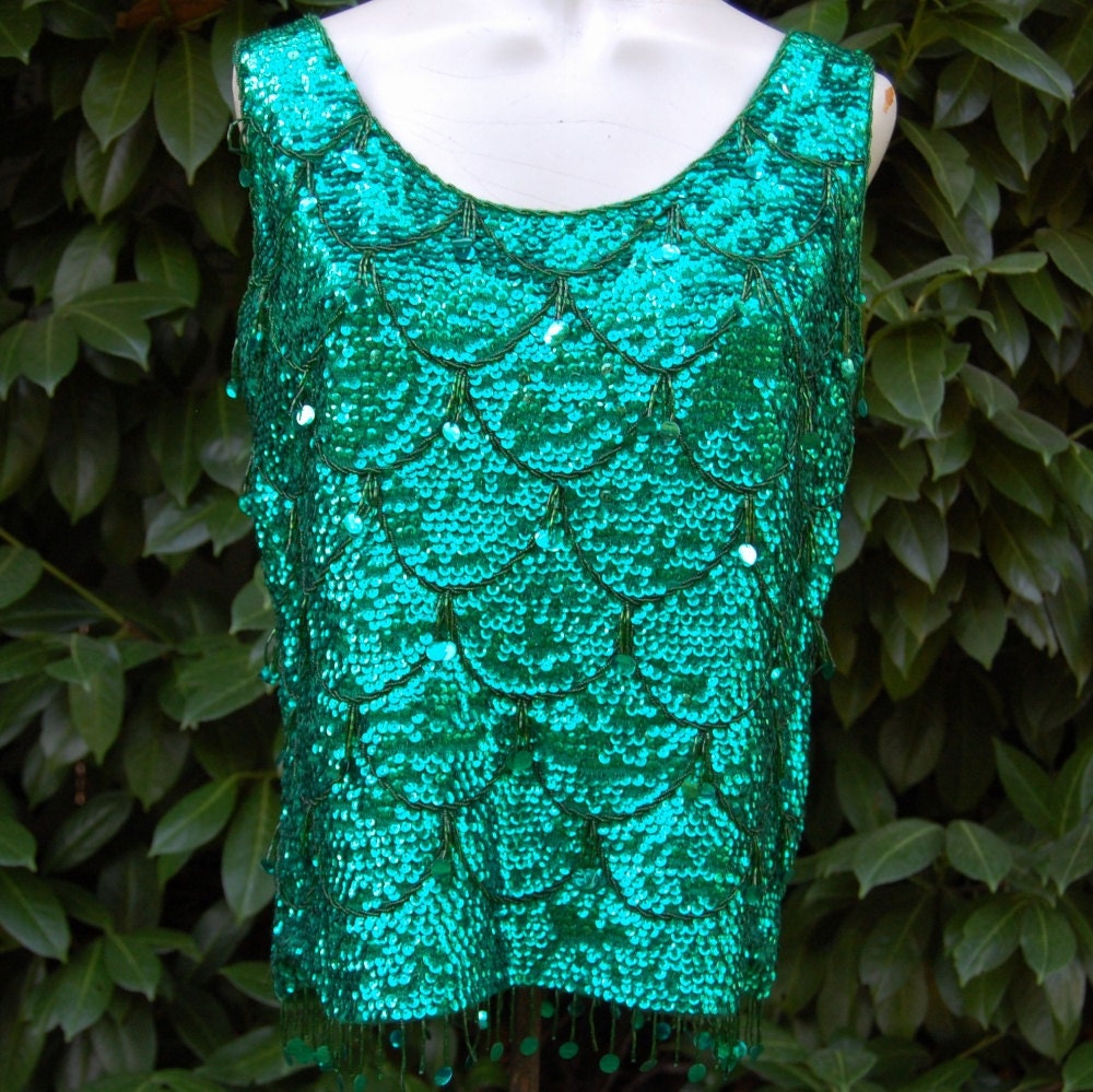 emerald green glitter top
