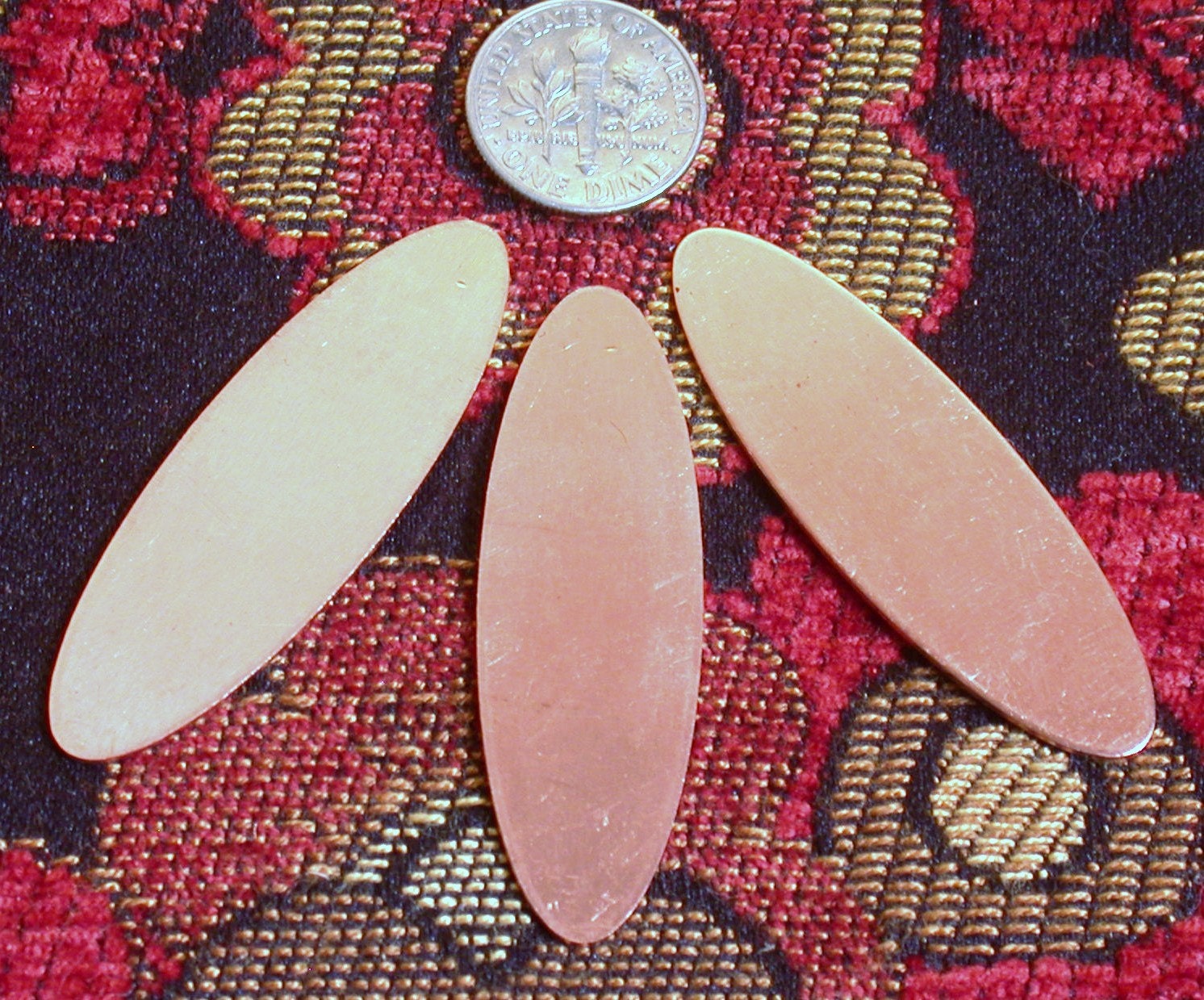 3 Large Dasie petals ID bracelet base 20 ga copper jewelry stamping -  2 x 5/8 inches